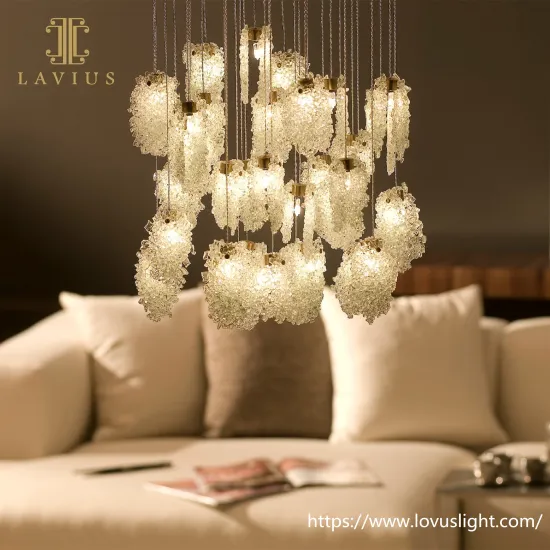 Lumpy surface glass chandelier Custom modern design glass chandelier for living room bedroom