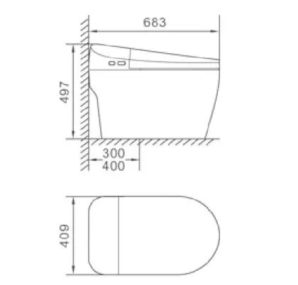 Ceramics Floor-Mounted Smart Toilet with Auto Washing - 2012B