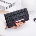 Women long purse geometry luminous wallet female phone three fold card holder wallets