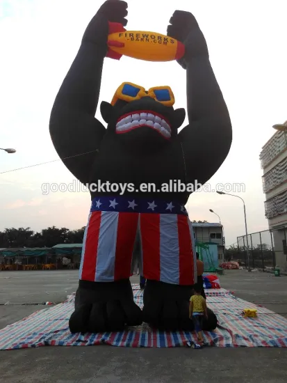 GoodLuck Inventory, fast delivery popular hot sale chimpanzee with yellow glasses, inflatable giant orangutan modle