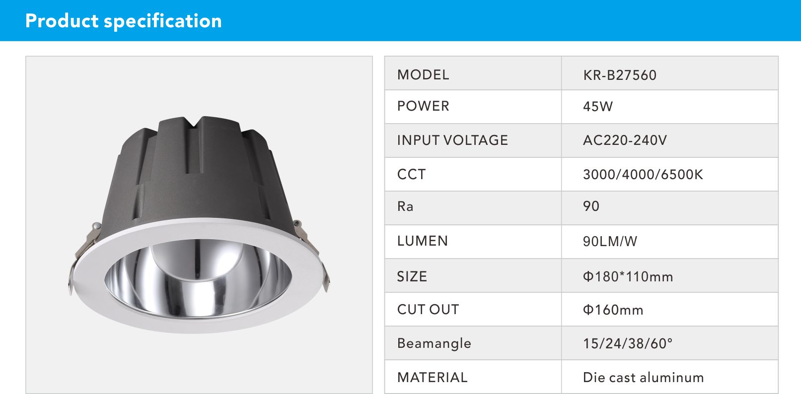 45W LED downlight