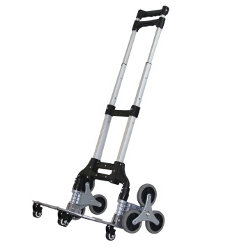 75KG Capacity All-Terrain Aluminum 6-Wheel Luggage Trolley: Portable, Foldable, and Stair Climbing Hand Truck for Efficient Cargo Movement