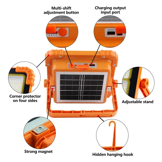 4 Gears Dimming Red Blue Flash Warning ABS Solar Powered LED Flood Light 400W/500W