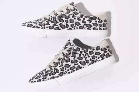 2021 leopard print back PU women vulcanized shoes