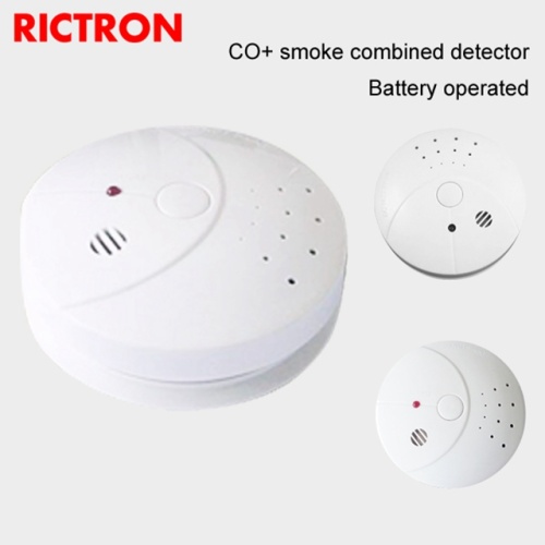 Detector de fumaça combinado portátil branco autônomo 2 em 1 e detector de monóxido de carbono