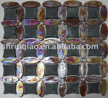 Black wave glass tile for bathroom or pool