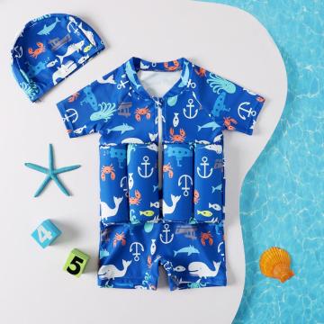 Kids Children Chest Zip Swimsuit Girl Buoyancy Suit Boy One Piece Shorty Suit Swimwear Beachwear Bathing Suit
