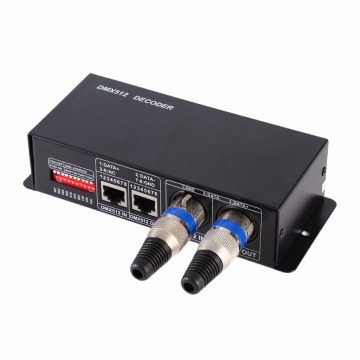 RGBW एलईडी स्ट्रिप लाइट (DC12V/24V) के लिए 4 चैनल DMX512 PWM कंट्रोल सिग्नल डिकोडर