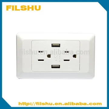 US wall socket 2 gang electrical outlet with 2 USB ports/ US power socket/ American USB wall socket