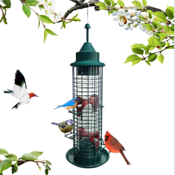 Rust-Resistant Squirrel-Proof Bird Feeder with 4 Feeding Ports