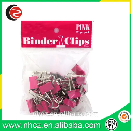 Pink Binder Clips 19mm (.75 inch) - 25 Binder Clips per Pack