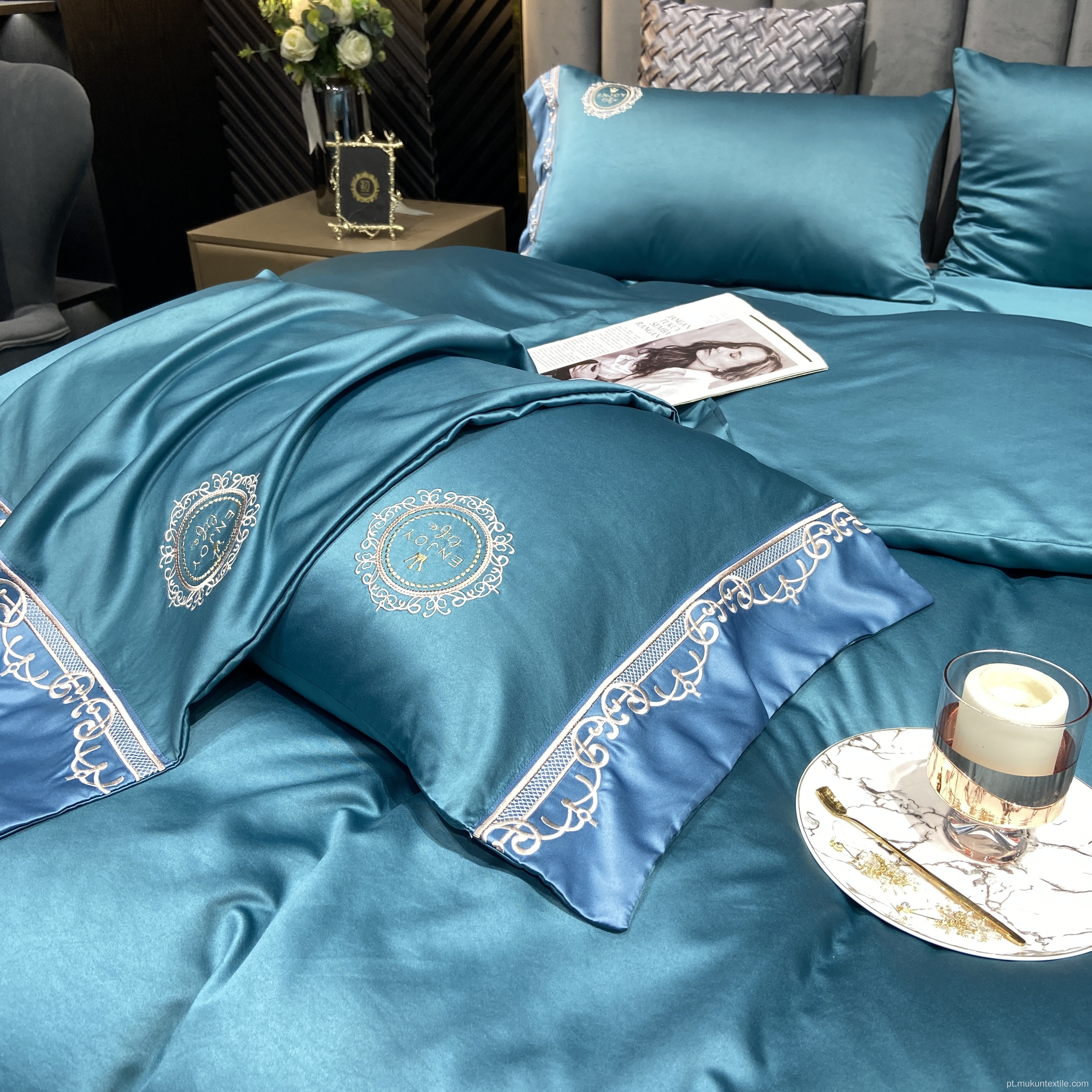 Luxo Designer Lago Blue Bedding Conjuntos todas as estações