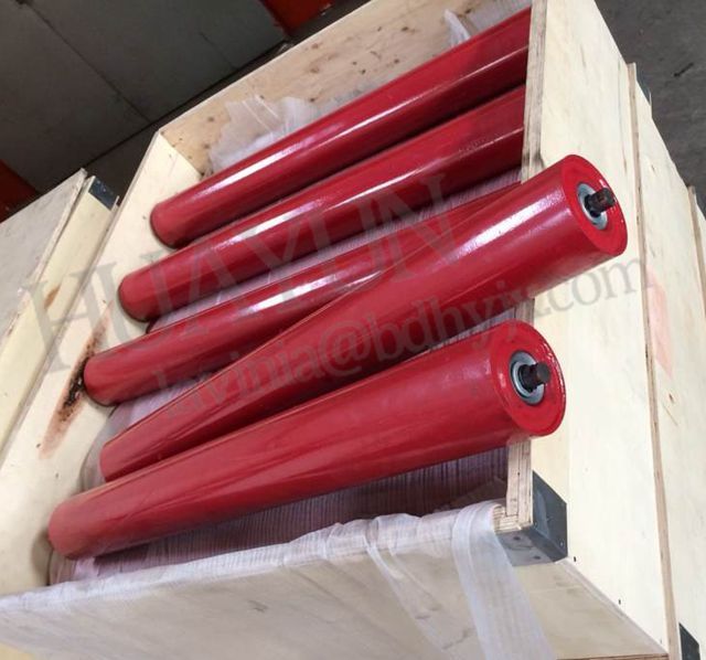 Heavy Duty Conveyor Idler 108mm Dia Steel Tube Troughing Roller