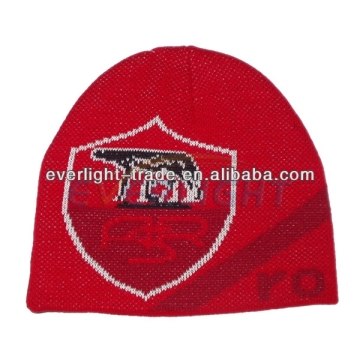 World cup fans red jacquard knitted hat