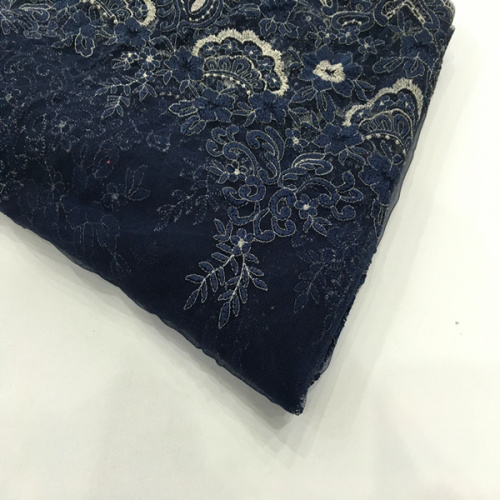 Two Tone Embroidery Fabric On Korea Mesh Fabric