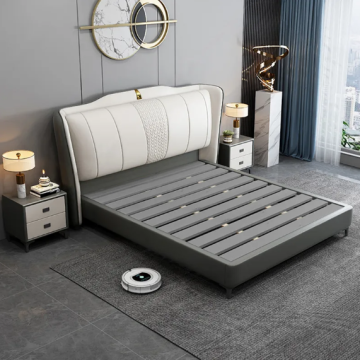 Aangepaste zwarte luxe Italiaanse slaapkamerset - Modern King Size Storage Bed 2024