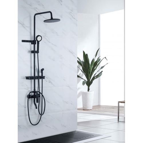 Brass 4 Functions Matte Black Bathroom Shower Set