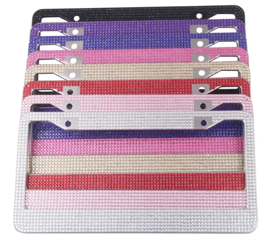 Colorful Sparkly Rhinestone Stainless Steel License Plate Cover - Universal Fit for Most Cars and SUVs