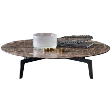 Nordic Light Luxury Modern Coffee Table: Metal and Marble Round Side Table