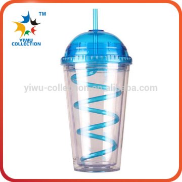 european fashionable first rate high quality food grade plastic cup with straw lid