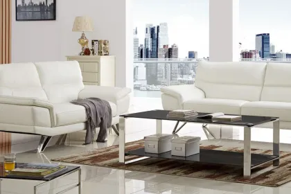 Bright Hue Leather Sofa