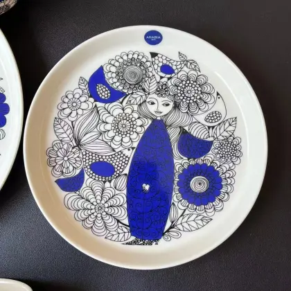 Hand-Painted Ceramic Dinnerware with Artistic Themes