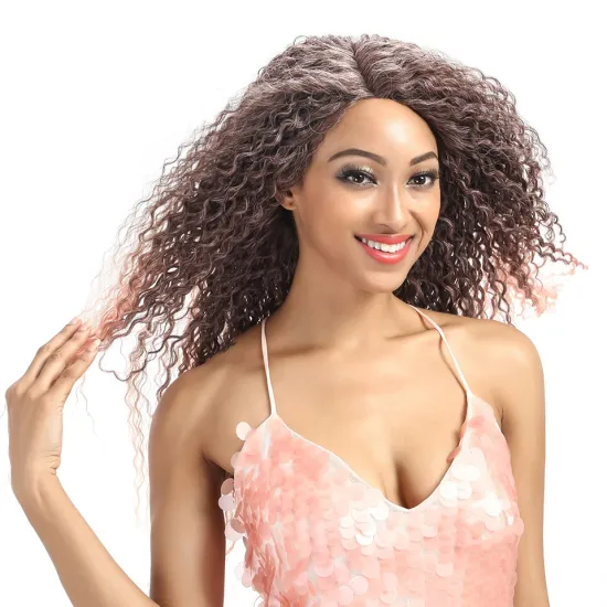 Rebecca Fashion 26 inches Kinky Curly Wigs Synthetic Ombre Lace Wig High Resistant Fiber Synthetic hair  Wigs For Black Women