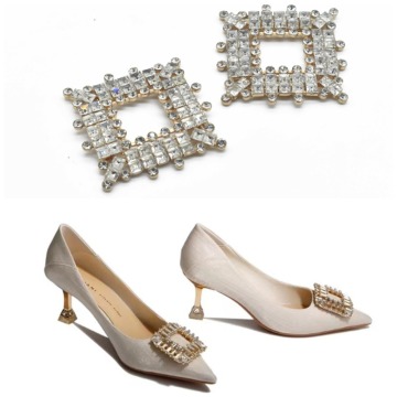 Customizable Alloy Ladies' Shoes with Shiny Rhinestone Decorations and Buckles: Exclusive Shoe Clip Accessories