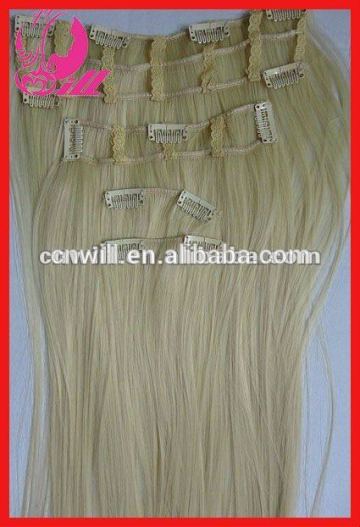 cheap 100% human hair clip in hair extension White Hair Clip In Hair Extension 100% Indian Human Hair