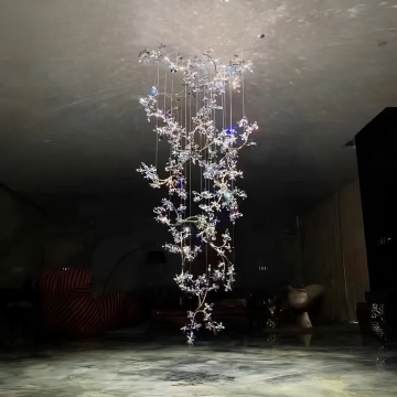 Gorgeous K9 Crystal Flower Branch Chandelier for Staircase