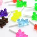 100 unids / lote lindo oso de goma Lollipop cabujones casa de muñecas miniatura Gummy Bear Lollipop Flatback resina cabujones para pendiente DIY