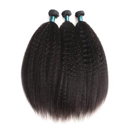 WIGNEE Kinky Straight Hair Extensions Natural Black Remy Hair Bundles With Closure 13x4 Lace Frontal Closure With Bundles