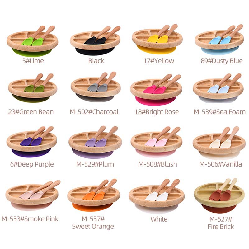 bamboo suction plate and spoon set MFZ-A003