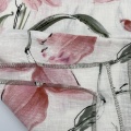 Softy Anti Static Flower Pattern Pure Linen Fabric