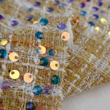 Fancy 100% Polyester Woven Tweed Woolen Fabric