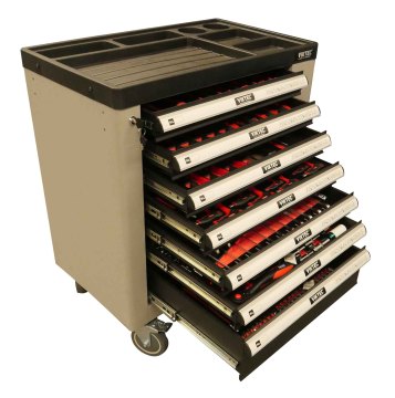 Trolley with 7 Drawers, Door, and Foam Inlays Tool Cabinet