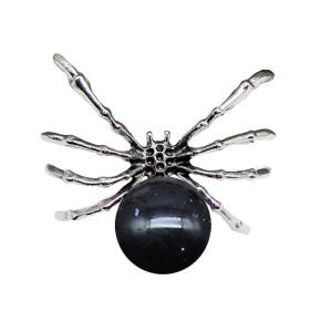 Black Onyx 16MM Ball Antique Silver Spider Pendant (47x40mm) for DIY Making Jewelry