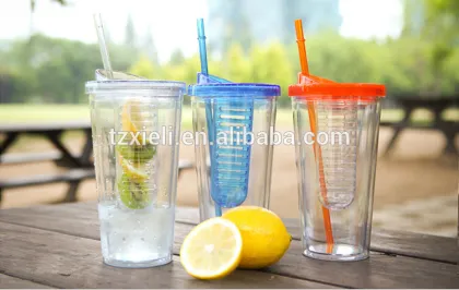 Double Wall Straw Cup,Plastic Straw cup
