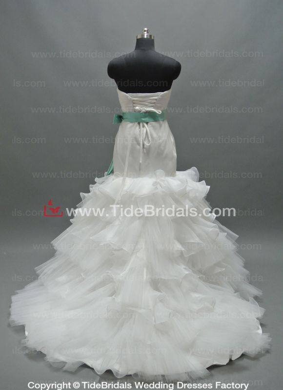 High Quality Mermaid Sweetheart Strapless Organza Bridal Gown Wedding Dress (LT5749)