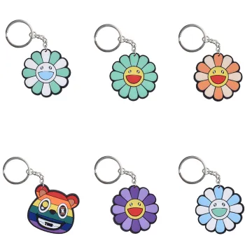 Seven-color Flower PVC Soft Plastic DIY Keychain Ornaments