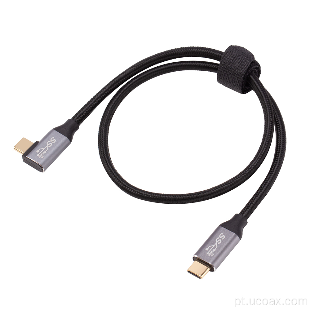 Cabo USB tipo C 3.1 Gen2 ângulo de 10 Gbps