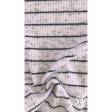 Black White Stripe Rib Knit Fabric