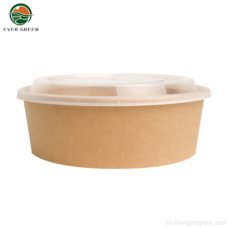 Miljövänlig rund Kraft Paper Bento Lunch Box