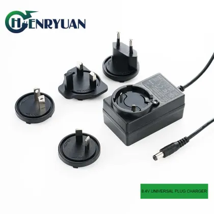 Henryuan Multi AC Plugs Charger 8.4V 1A For 7.4V Li-Ion Battery