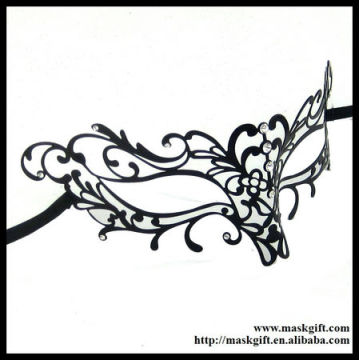 MD004-BK Wholesale Popular Design Gloss Black Metallic Laser Mask With Clear Crystals