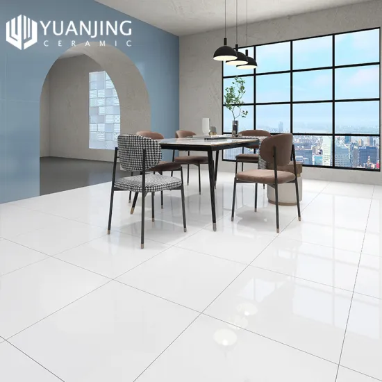 600x600mm White Marble-look Porcelain Floor Tiles: Glossy, Full Polished, Glazed, Ceramic, Interior, Non-Slip Tiles