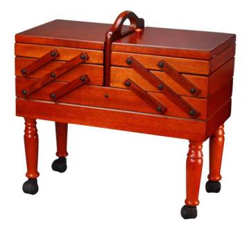 Wood 3-Tier Cantilever Sewing Box on Legs with Casters
