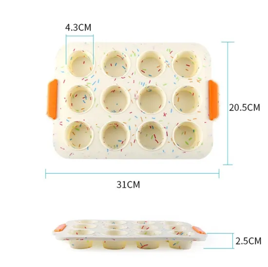 12 Cup Silicone Muffin Cupcake Baking Pans