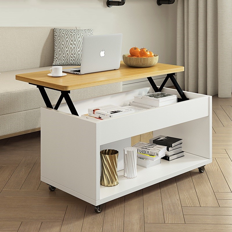 Movable Wooden Tables With Cabinet