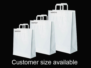 White Flat Handle Kraft Paper Shopping Bag